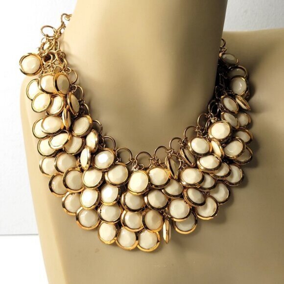 Green Choker Gold Tone Resin Pendant Fashion Bib Statement Necklace - Picture 8 of 9